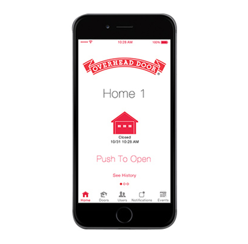smartphone with garage door app